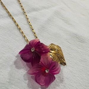 Christian Dior Gold and Purple Floral Necklace